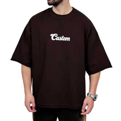 تیشرت مردانه قهوه ای پنبه سه نخ طرح ساده فونت