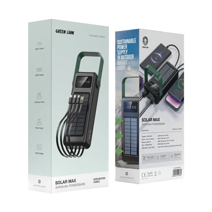 پاوربانک سولار مکس گرین لاین مدل GL-PB72 ظرفیت 30000 میلی آمپر ساعت