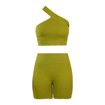 ست نیم‌تنه و کشاله بند ورزشی زنانه مدل 2061 زیتونی