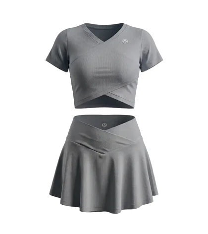 ست ورزشی زنانه دامن و کراپ تنیسی Lululemon