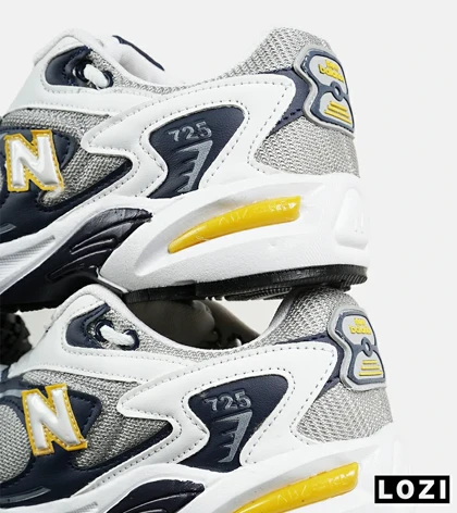 کفش کتانی مردانه و زنانه طوسی زرد مشکی NEW BALANCE 725