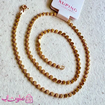 زنجیر زنانه ژوپینگ مدل دایره های تخت (پولکی) طول 45 سانت کد 7991