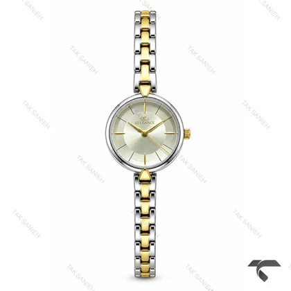 ساعت الگانس زنانه رفرنس EL007 دورنگ طلایی صفحه نباتی Elegance-11493-L