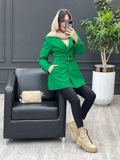 بارانی چهاردکمه آستین سگک