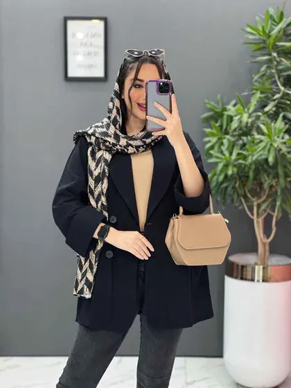 مانتو کتی چهاردکمه جیب پاکتی