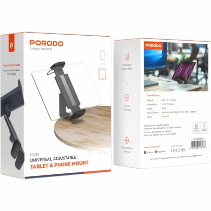 هولدر موبایل و تبلت پورودو Porodo مدل PD-HSM03 اتصال به لبه میز