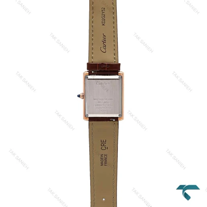 ساعت کارتیر تانک زنانه رزگلد بند چرم قهوه ای متوسط Cartier-6859-L