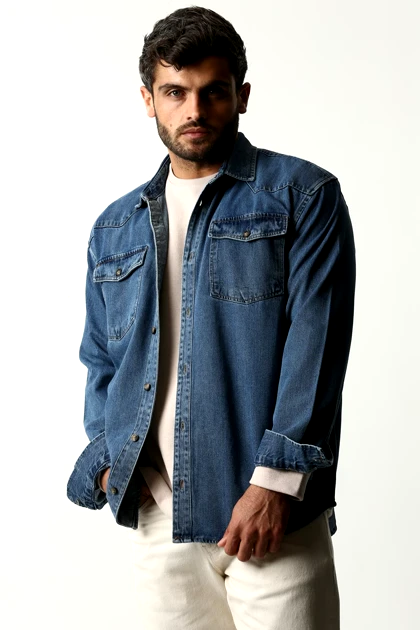 پیراهن برش‌دار جین مردانه