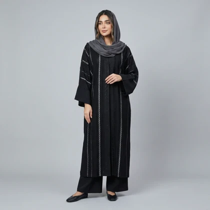 مانتو زنانه عبایی مجلسی راه راه