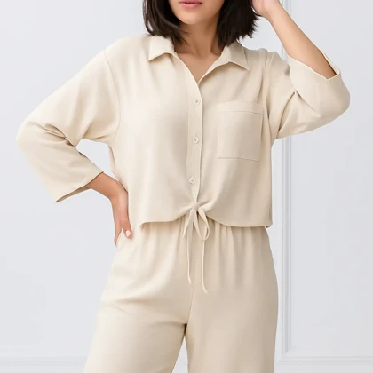 ست شومیز شلوار رنگ کرم