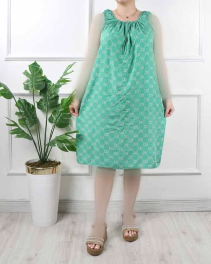 سارافون نخی کوتاه طرح دار A6966