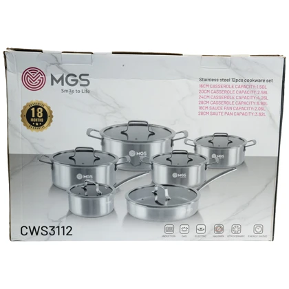 سرویس قابلمه 12 پارچه استیل کف لیزری کد CWS3112
