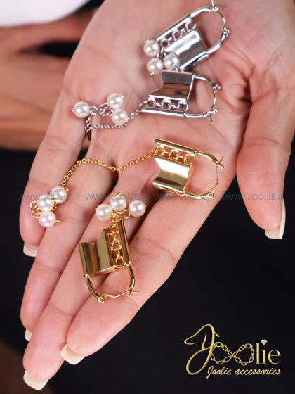 گوشواره طرح قفل و مروارید کد E1120