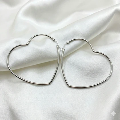 گوشواره استیل حلقه‌ای طرح «قلب بزرگ» (Heart Hoops) | 6 سانتی