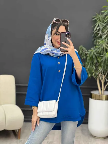 مانتو جلو بسته سه دکمه ریش دار