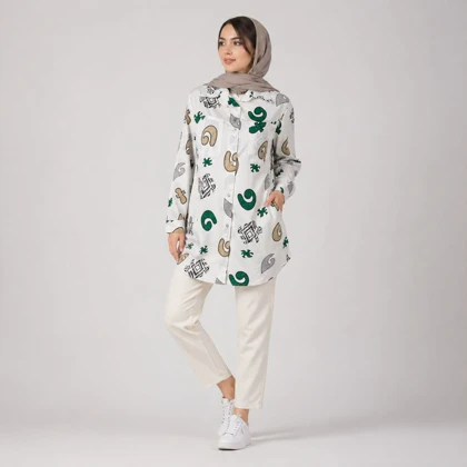 مانتو زنانه لینن طرح دار یارا