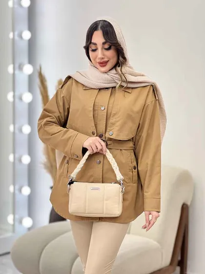 بارانی ژیله دکمه دار روژین
