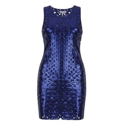 پیراهن زنانه فلسی مدل دیسکویی آبی کاربنی ویتاریتا