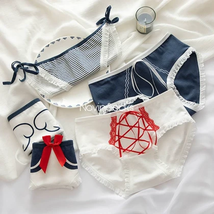 شورت زنانه نخی طرح سورمه ای روبان دار ( سایز 38-42)