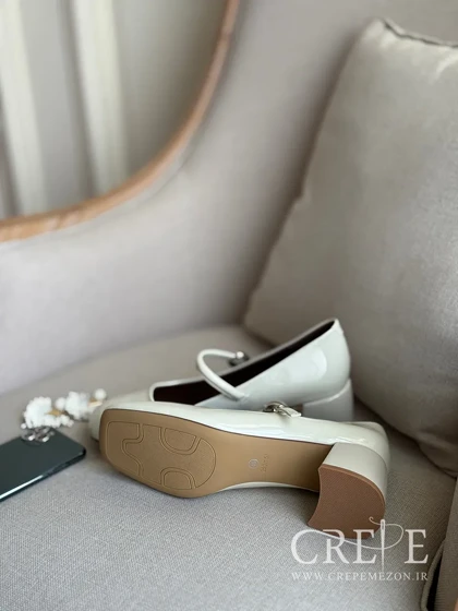 کفش ورنی یراق بیضی پاشنه 6 سانت