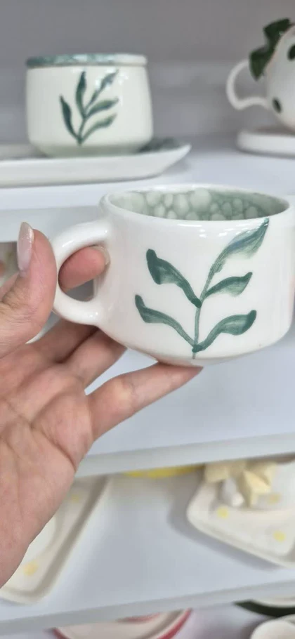 چای خوری تک نفره سرامیک آبرنگی