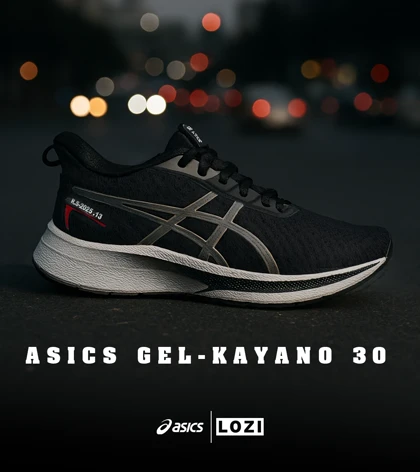 کفش کتانی مردانه مشکی سفید ASICS GEL-KAYANO 30