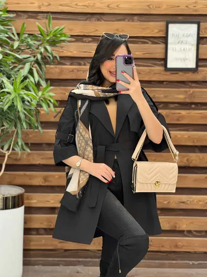 بارانی کمردار آستین شیپوری