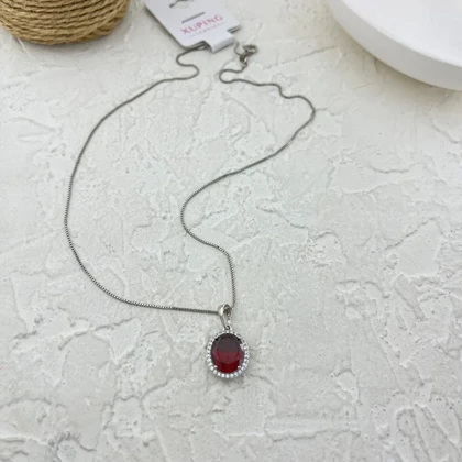 گردنبند زنانه با نگین یاقوت قرمز شیک ژوپینگ