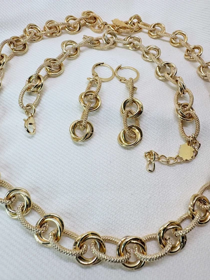 سرویس کامل برند شین مدل «گره عشق زرین» | ترکیب بیضی شنی و سه حلقه (گارانتی 1 ساله)