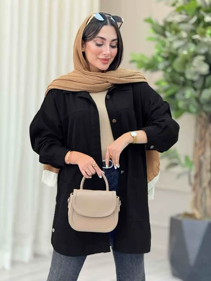 مانتو کتان بغل سه دکمه جیب پایین