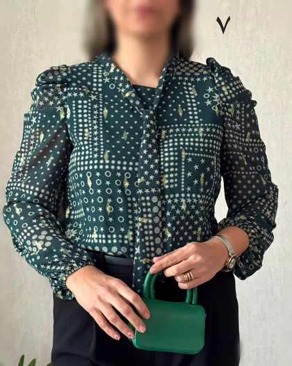 شومیز حریر آستین پفی 6