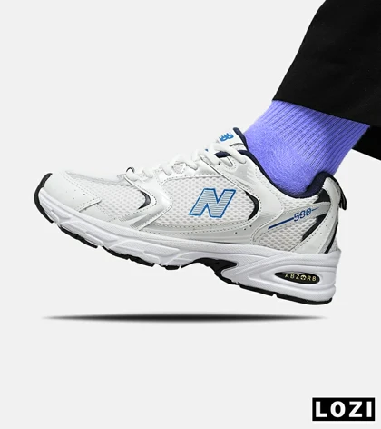 کفش کتانی مردانه و زنانه سفید نقره ای آبی NEW BALANCE 530