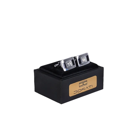 دکمه سرآستین سیلور تک نگین 1517