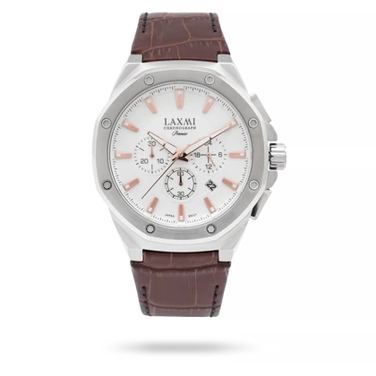 ساعت مچی مردانه لاکسمی بند چرم نقره ای کد Laxmi 8133