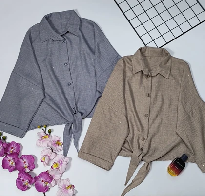 شومیز جلوگره‌ای مدل بهارناز | شومیز جلوگره‌ای مدل بهارناز کد 50332 کد 12615