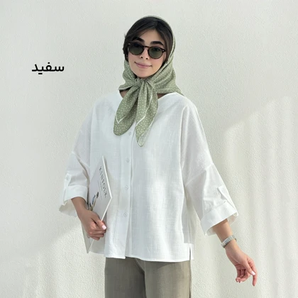 شومیز زنانه لینن یقه گرد | آی بولک