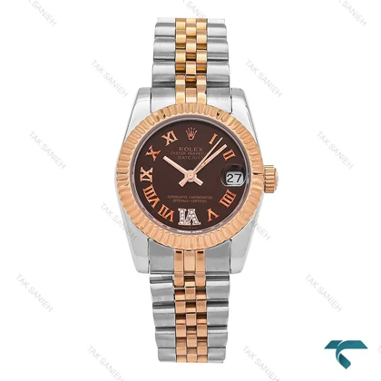 ساعت رولکس زنانه دورنگ رزگلد صفحه قهوه ای Rolex-6895-L