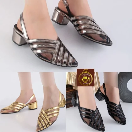 صندل پشت‌باز مجلسی و تابستانه زنانه پاشنه‌دار