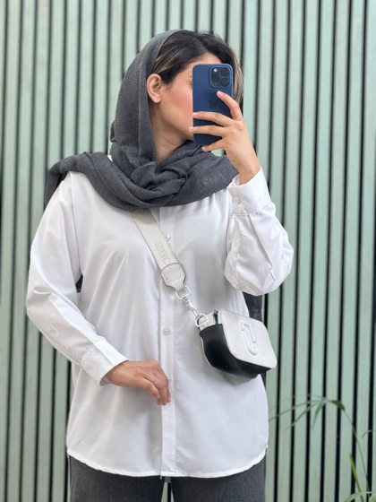 مانتو شومیزی سفید ساده