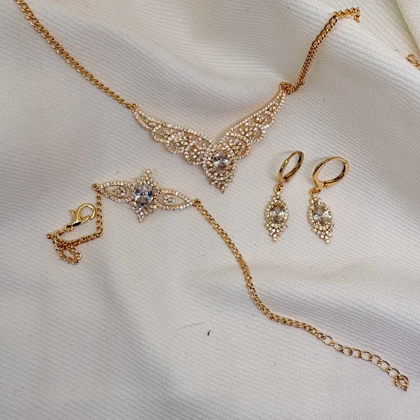 سرویس کامل برند شین مدل «خورشید توری» | آبکاری طلا 24 عیار با گارانتی 1 ساله