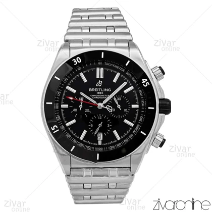 ساعت برایتلینگ مردانه مدل Chronomat سه موتوره نقره ای صفحه مشکی 106697