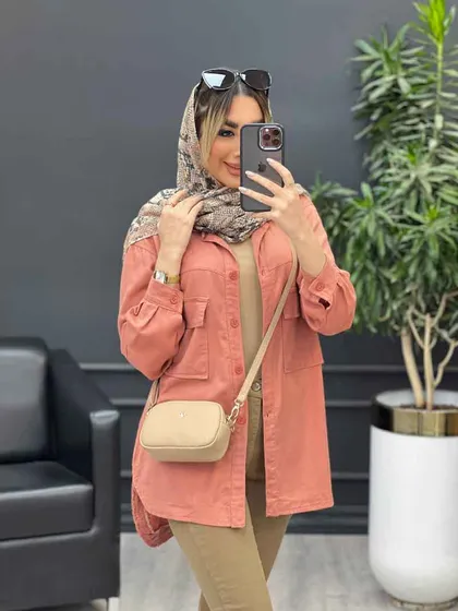 مانتو آستین برش‌دار دو جیب