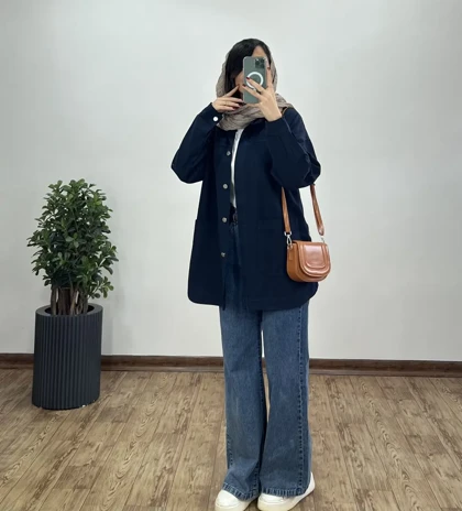 مانتو کتان پاییزه بغل دکمه 2