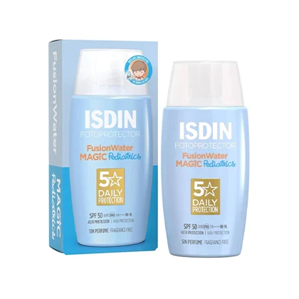 ضد آفتاب ایزدین کودک مجیک بیرنگ فیوژن واتر SPF50 مدل ISDIN MAGIC PEDIATRICS حجم 50 میل