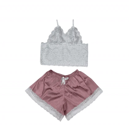 ست نیم‌تنه گیپور و شلوارک مدل 148