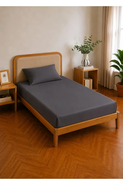 ملحفه کشدار یک نفره Bella Maison مدل Supreme Basic ساتن - ذغالی