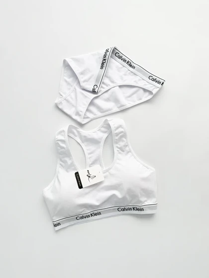 ست نیم‌تنه کاپ‌دار و شورت اسلیپ نخ پنبه کلوین کلاین Calvin Klein