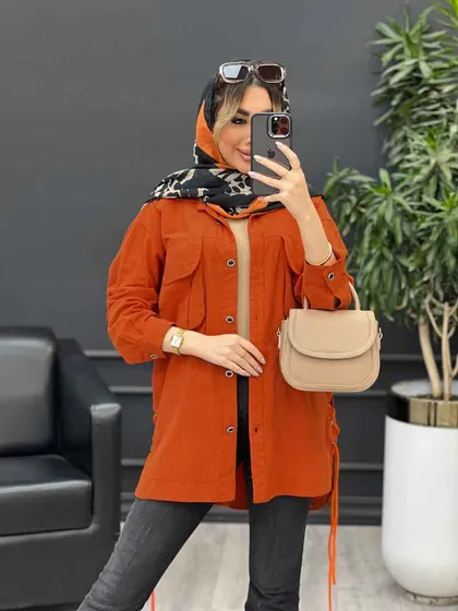 مانتو لینن جیب پیله بنددار