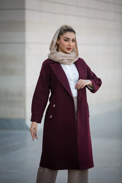 پالتو بلند جیب دکمه دار