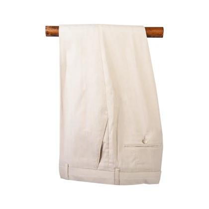 کت و شلوار دو دکمه کرم راه راه